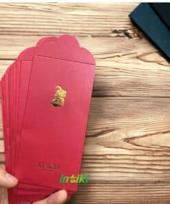 Lì xì giấy nhũ đỏ ép nhũ vàng