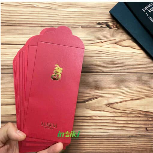 Lì xì giấy nhũ đỏ ép nhũ vàng