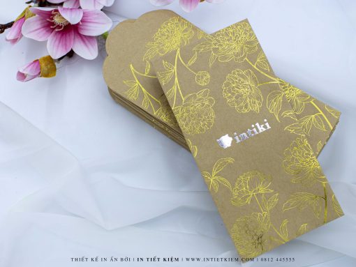Mẫu giấy lì xì cán bóng Ép kim logo Yến Sào