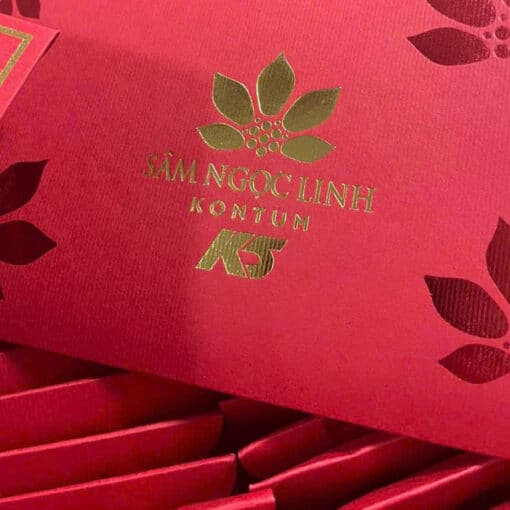 Mẫu lì xì giấy vân đỏ sâm ngọc linh K5