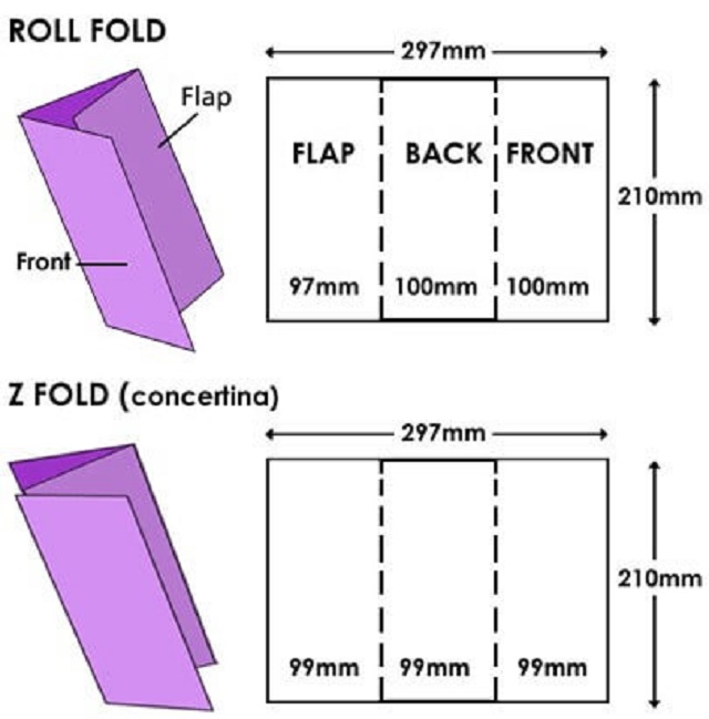 Kích thước brochure gấp 3