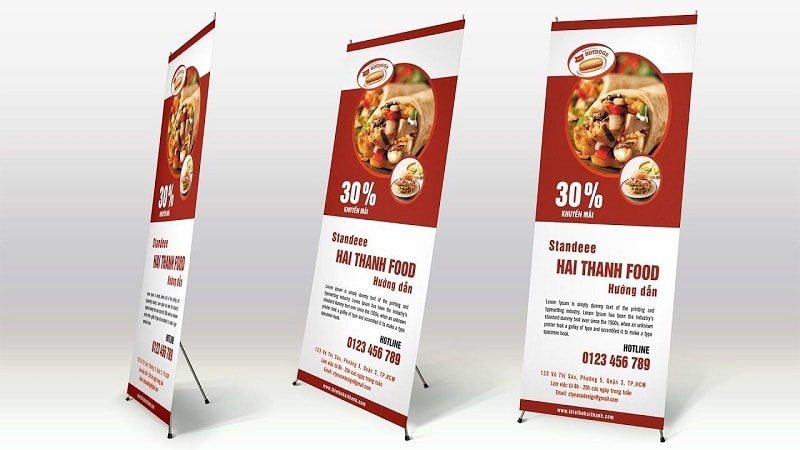 Quảng cáo sản phẩm bằng standee treo giá chữ X