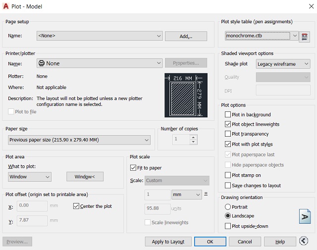 Lúc này, sau đó Autocad sẽ hiện lên bảng Plot – Model