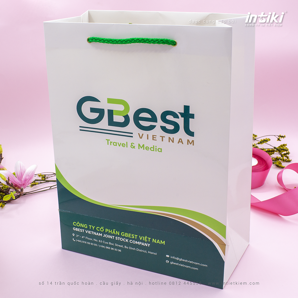 In túi giấy công ty du lịch Gbest Travel