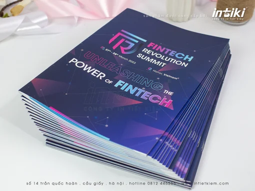 in offset catalogue A4 dọc, ghim lồng cho FINTECHR EVOLUTION SUMMIT Việt Nam 2023