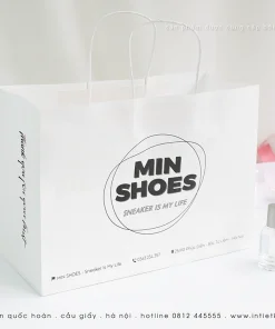 Mẫu túi giấy kraft In Tiết Kiệm sản xuất cho shop giày dép Min Shoes