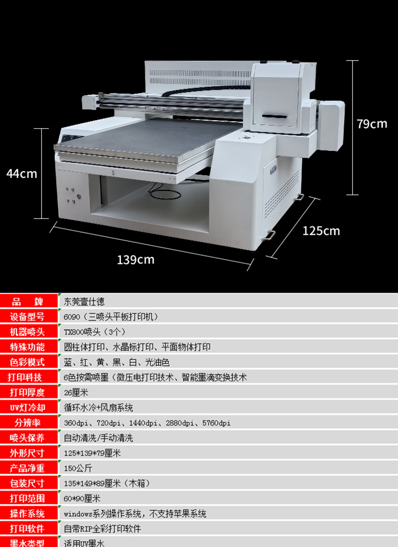 Thông số kỹ thuật Máy In UV 6090